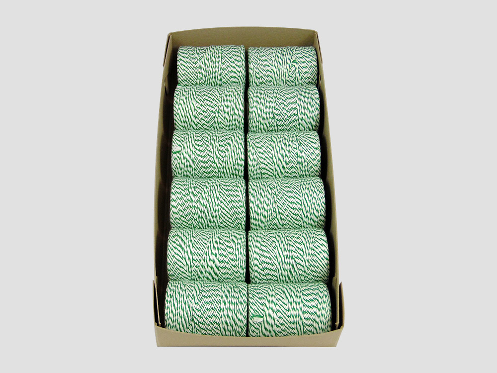 Katoenen rolladetouw kleur Groen/Wit 500 gr